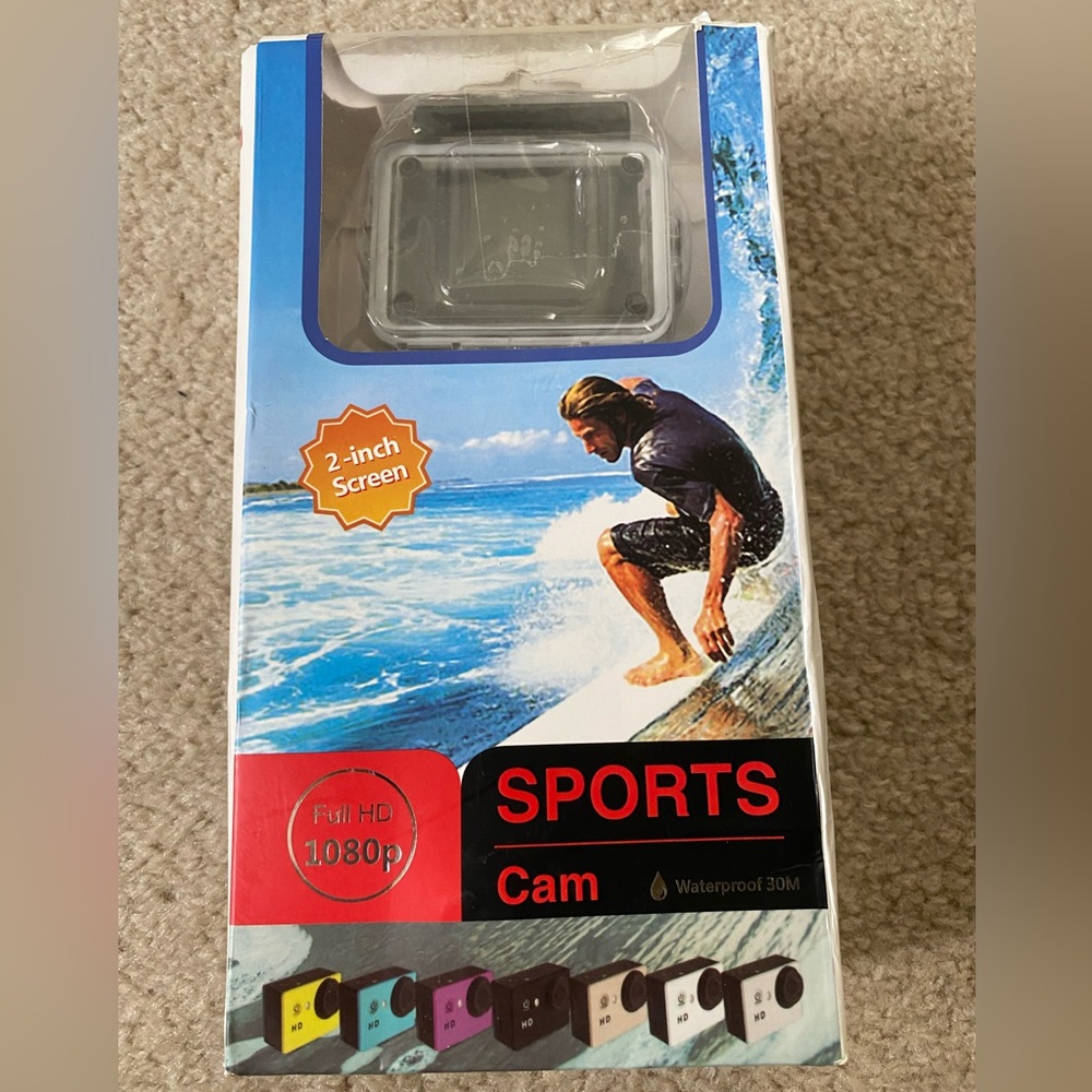 SPORTS CAM FULL HD 1080p 2.0 INCH SCREEN WATERPROOF 30M UNUSED